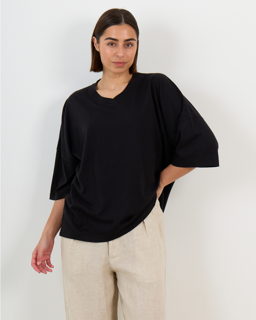 Harlow V-Hals T-Shirt Zwart 