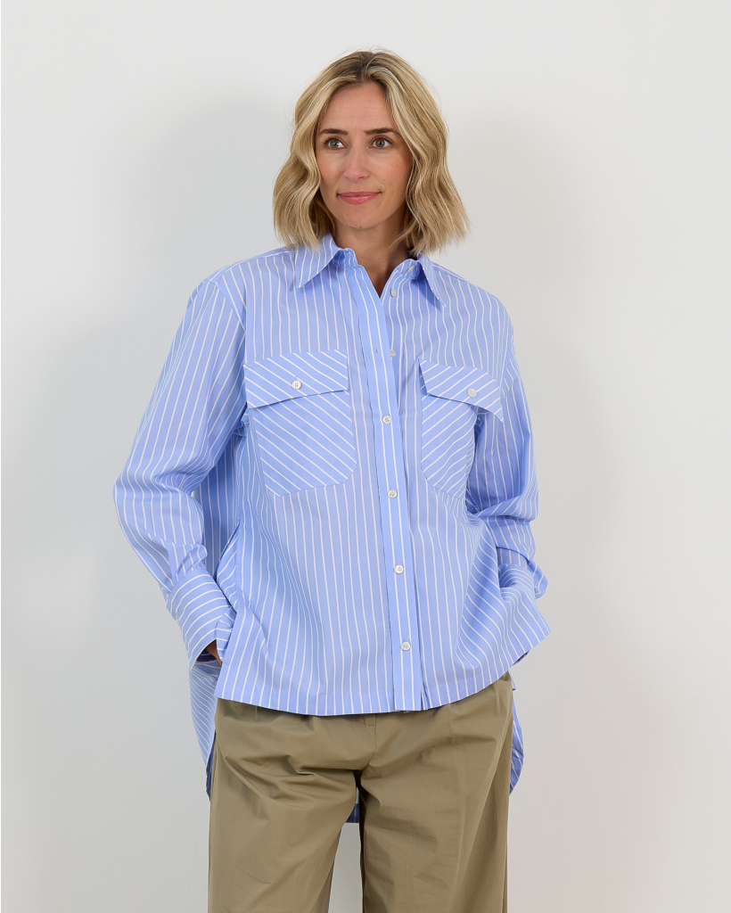 Ranya Katoenen Blouse Blauw Gestreept