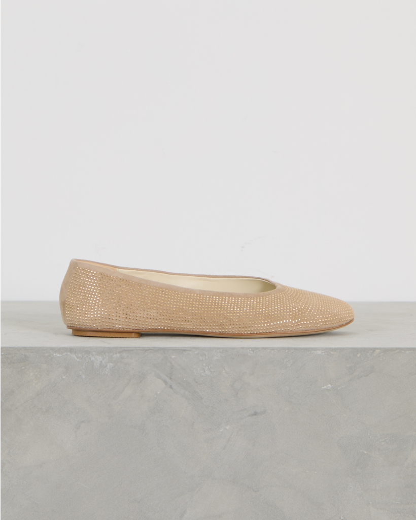Lilly Suède Ballerina met strass details Taupe