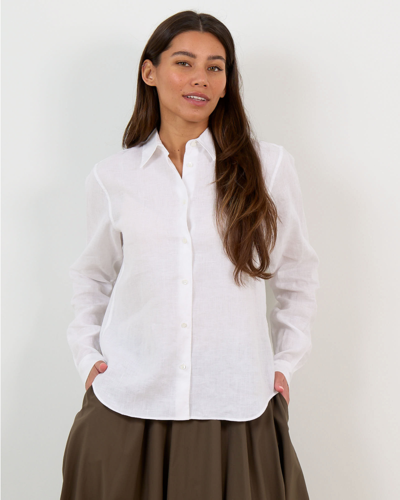 Linnen Blouse Laneg Mouw Wit