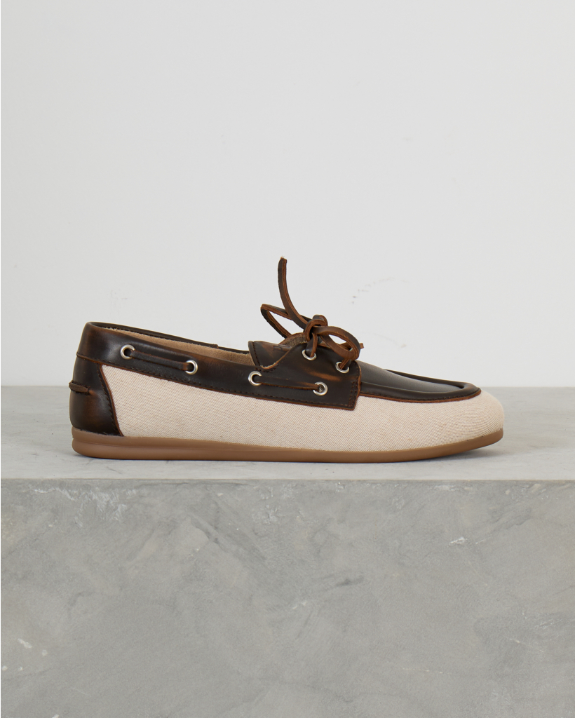Boat Loafer Linnen Coffee Brown