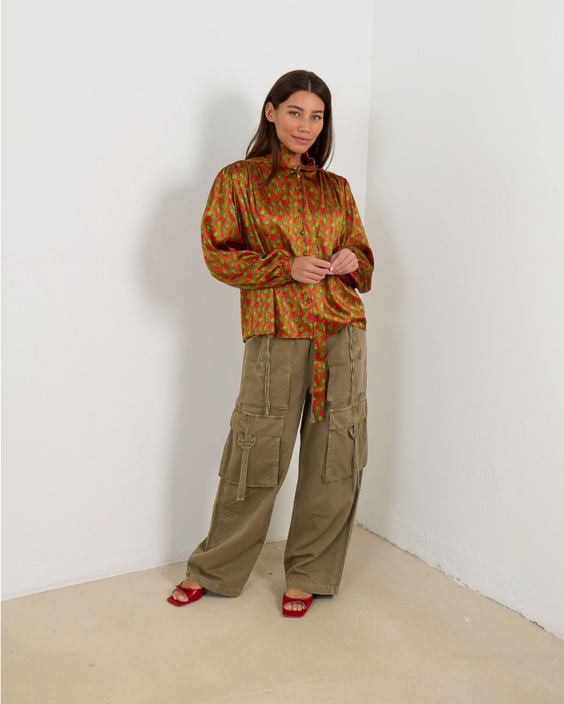 Maria Zijden Blouse Floral Red