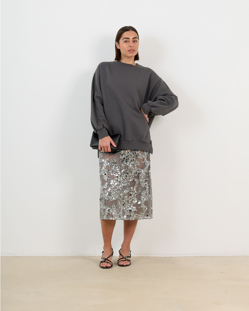 Shania Mesh Rok met Pailletten Zilver