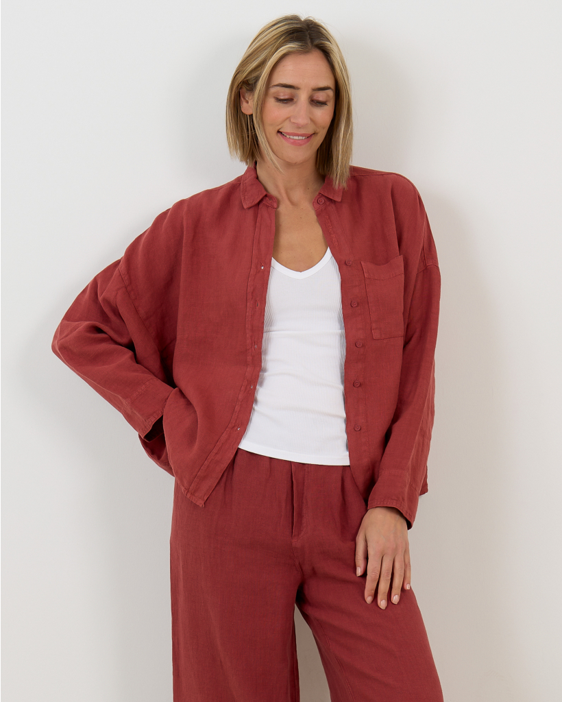 Blouse Lange Mouw Donker Rood