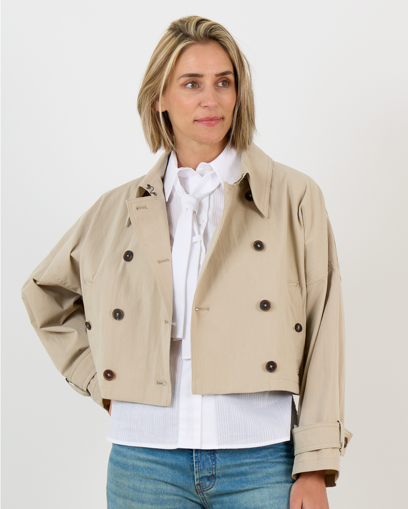 Helsby Korte Katoenmix Trenchcoat Beige 