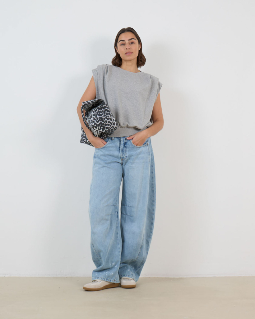 Calluna Gedrappeerd Mouwloos Sweatshirt Grijs
