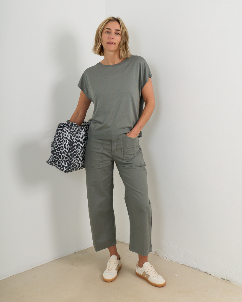 Derive Mid-Waist Jeans in Katoen-Linnen Mix Groen