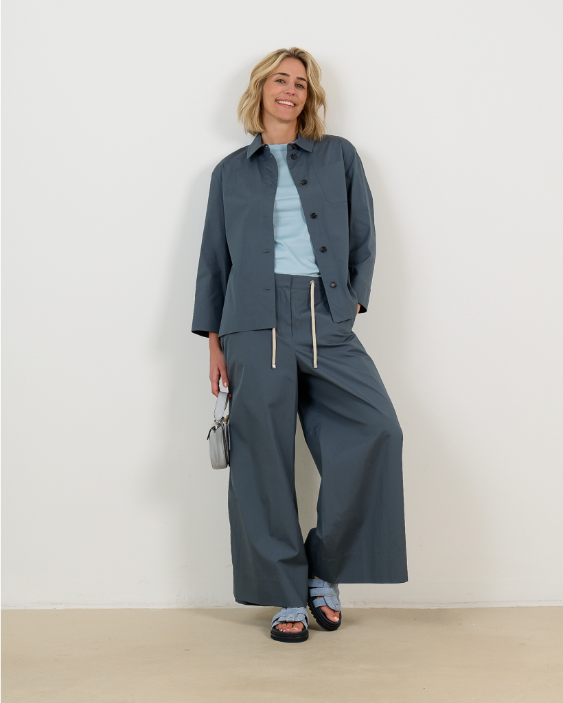 Livia T-shirt Korte Mouw V-hals Chambray