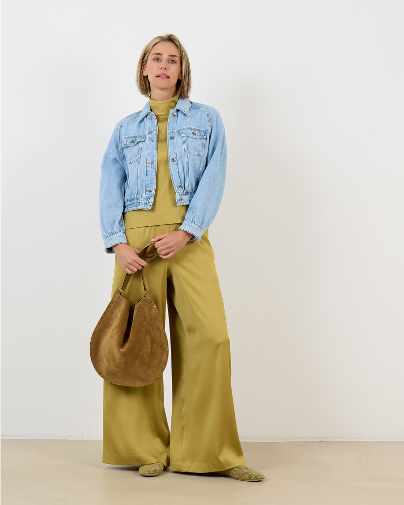 Alaria Satijnen Blouse Mosterd