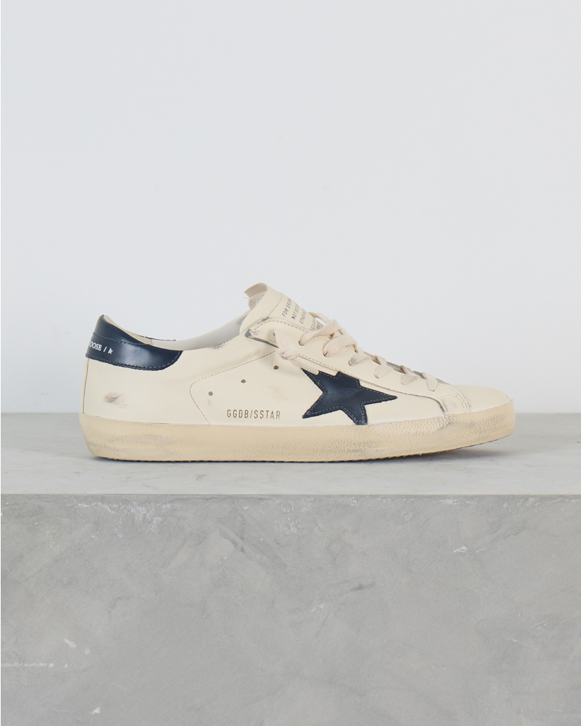 Super Star Leren Sneaker Beige Night Blue