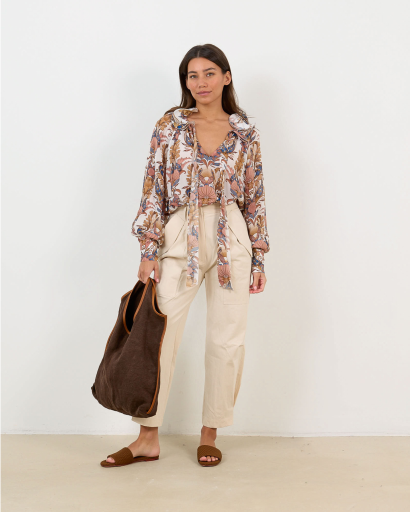 Sea Garden Ruffled Blouse Off White