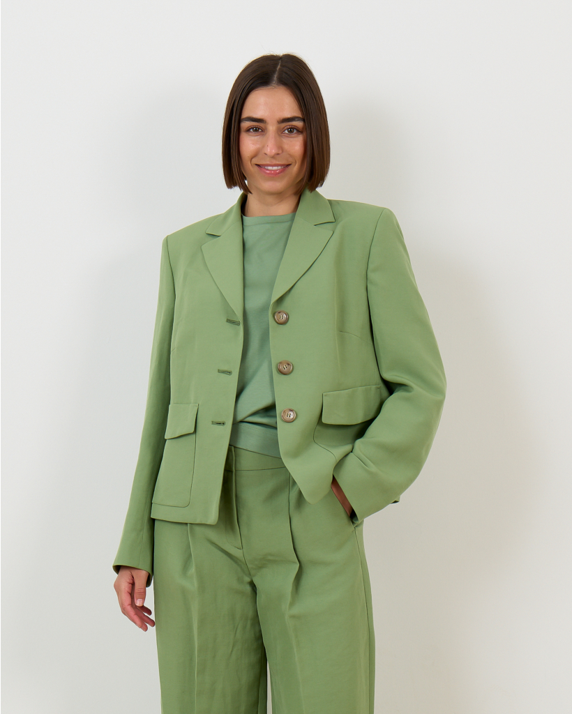 Korte Blazer Lange Mouw Groen 