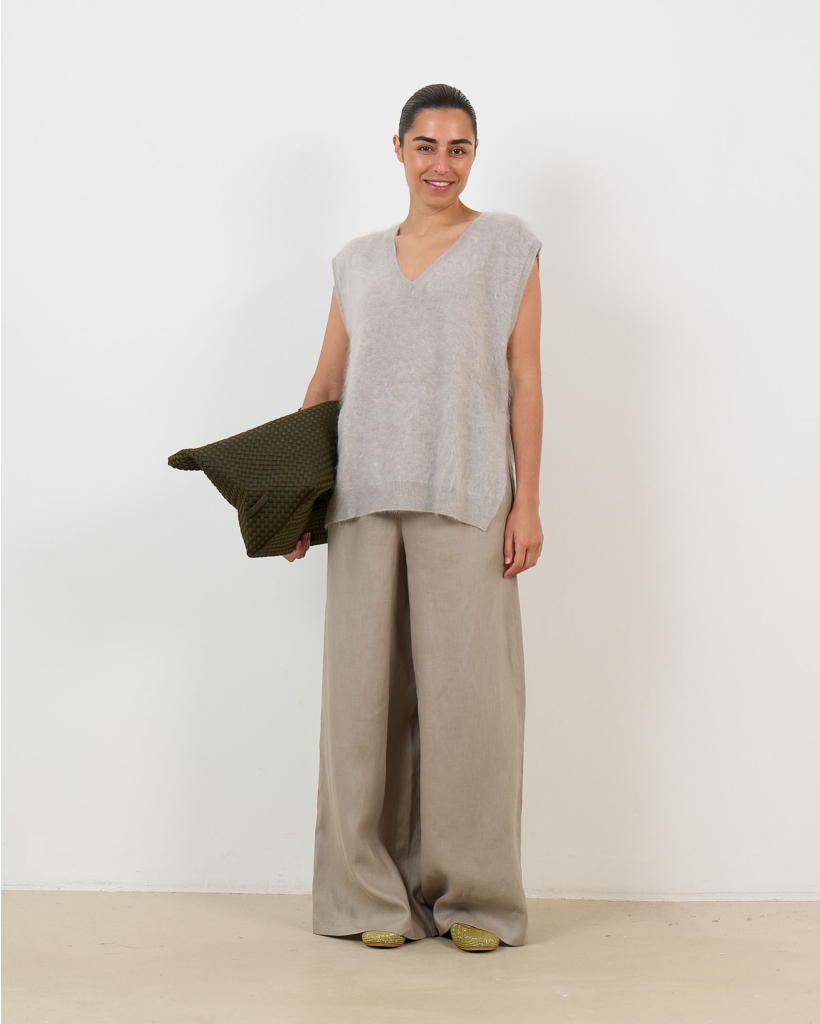 Miriam Cashmere Mouwloze Trui Grijs