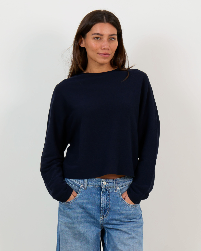 Meami Gebreide Korte Egg-shape Trui Marine
