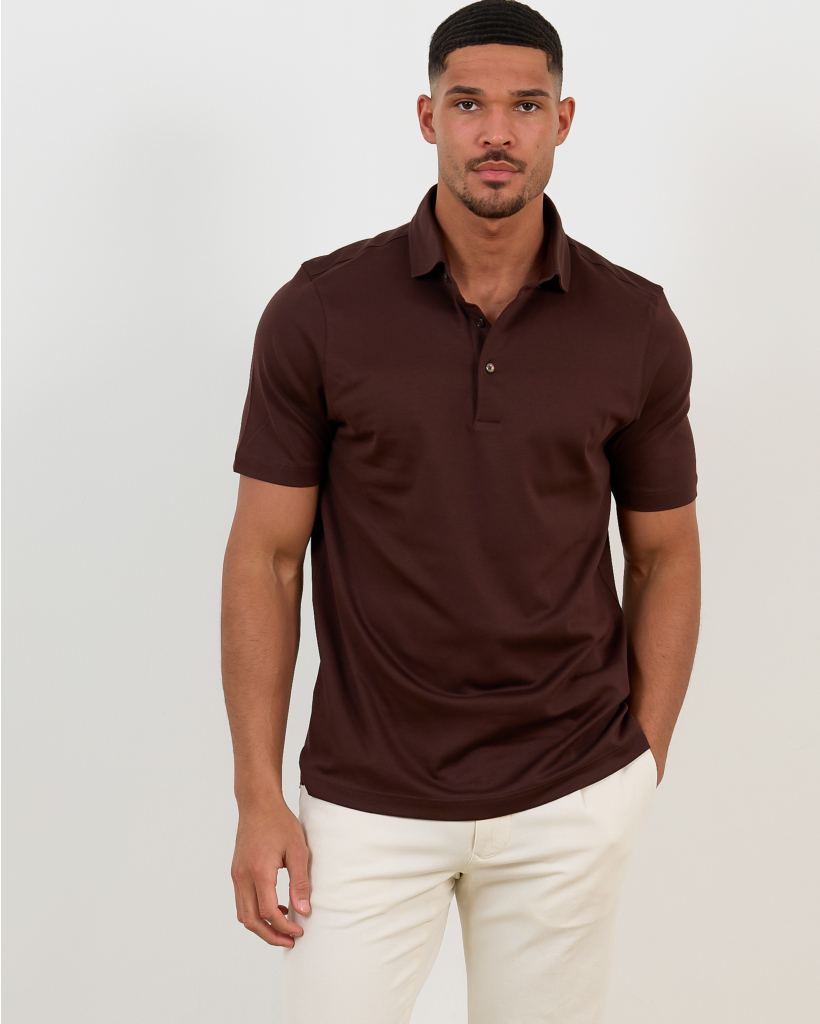 Gemerc Pique Polo Lang Donker Bruin