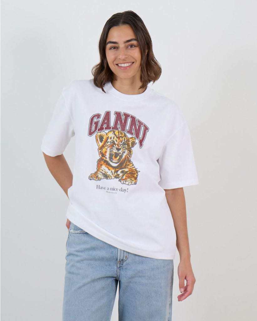 Katoenen Tijger Graphic T-Shirt Wit