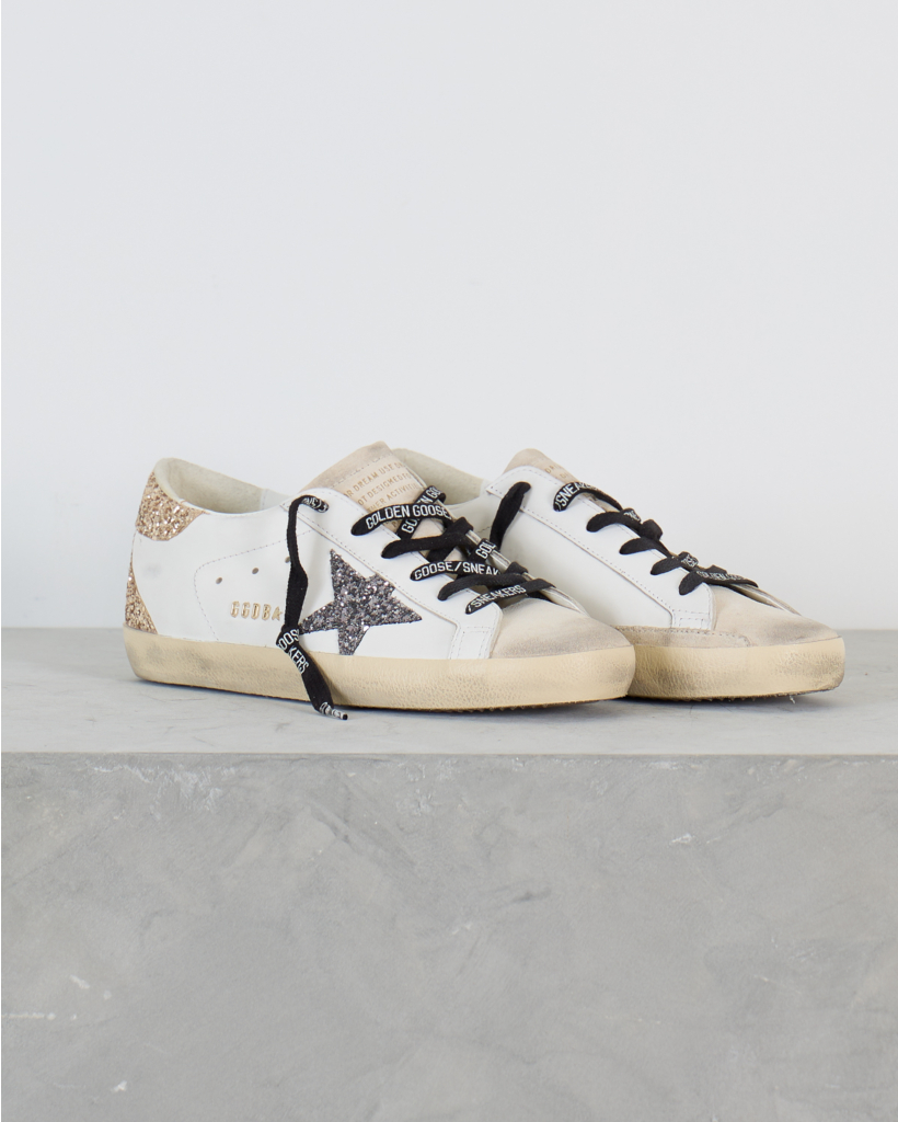 Super Star Sneaker met Glitter Ster en Hiel Wit