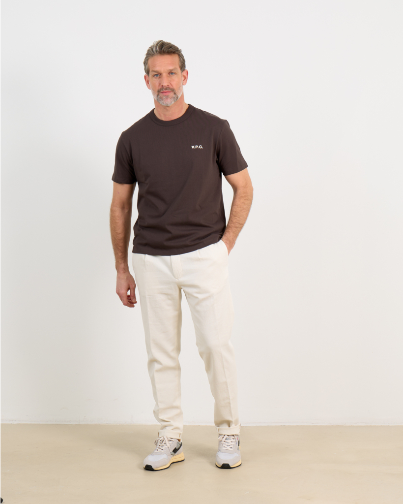 T-shirt met Logo Bruin/Ecru