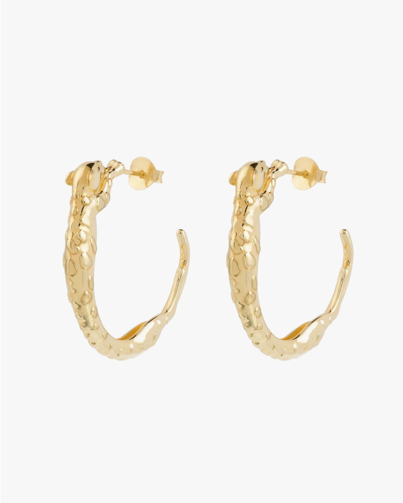 Big Wild Arc Hoop Earrings Gold Plated