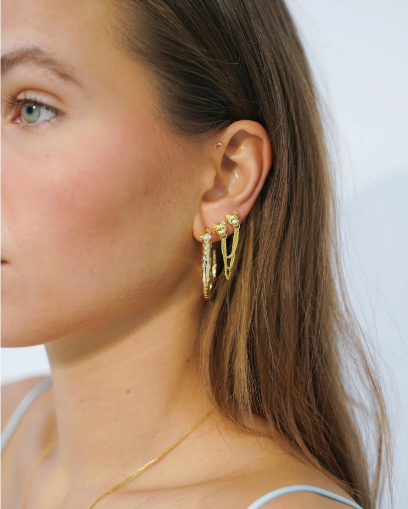 Big Wild Arc Hoop Earrings Gold Plated