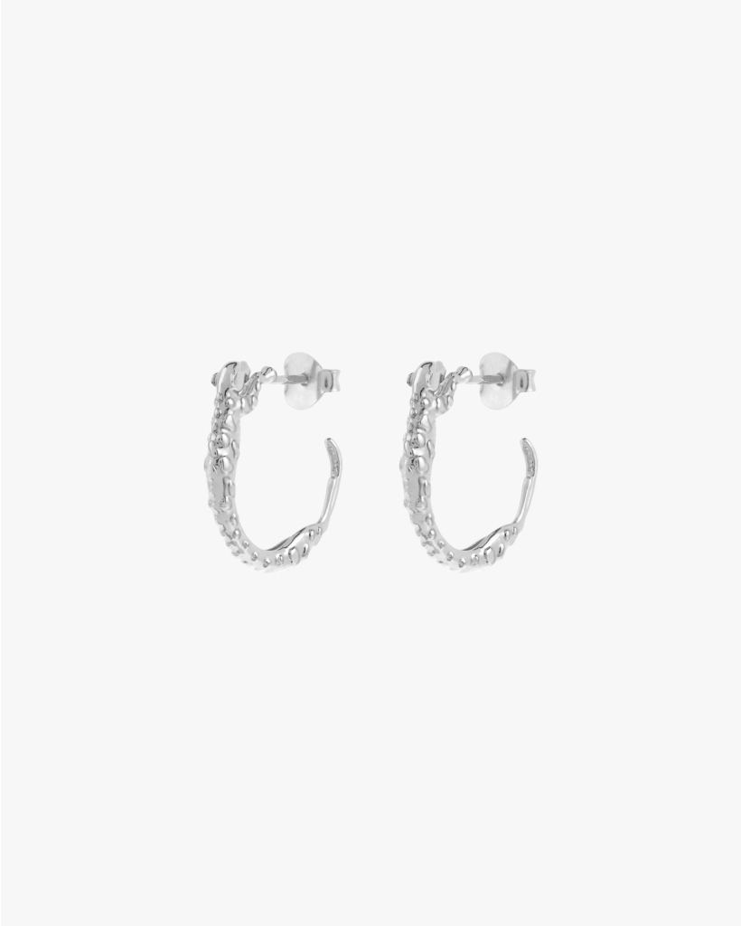 Small Wild Arc Hoop Earrings Silver