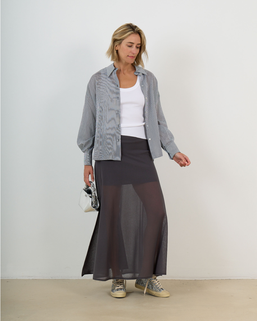Tensya Gebreide Maxi Rok Antraciet