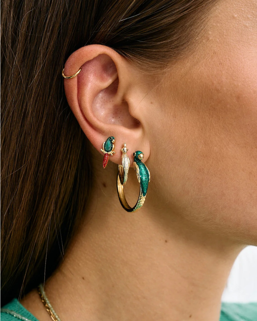 Isola Bird Hoop Oorbellen Gold Plated
