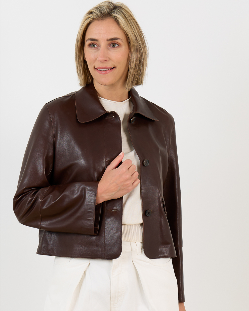 FEM Vintage Vegetal leren Jacket Mud Brown