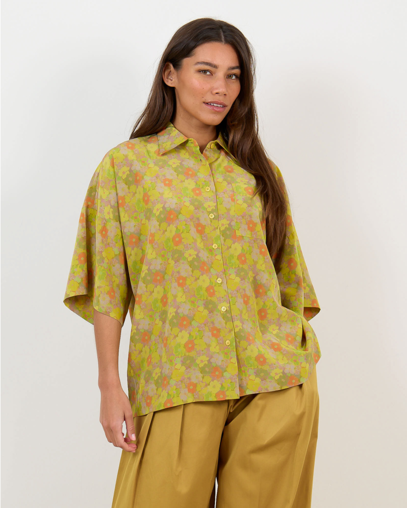 Zaoua Zijden Blouse met Bloemenprint Flobro Groen