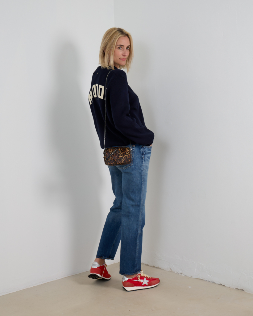 Pullover met Ronde Hals en Logo op de Rug Navy