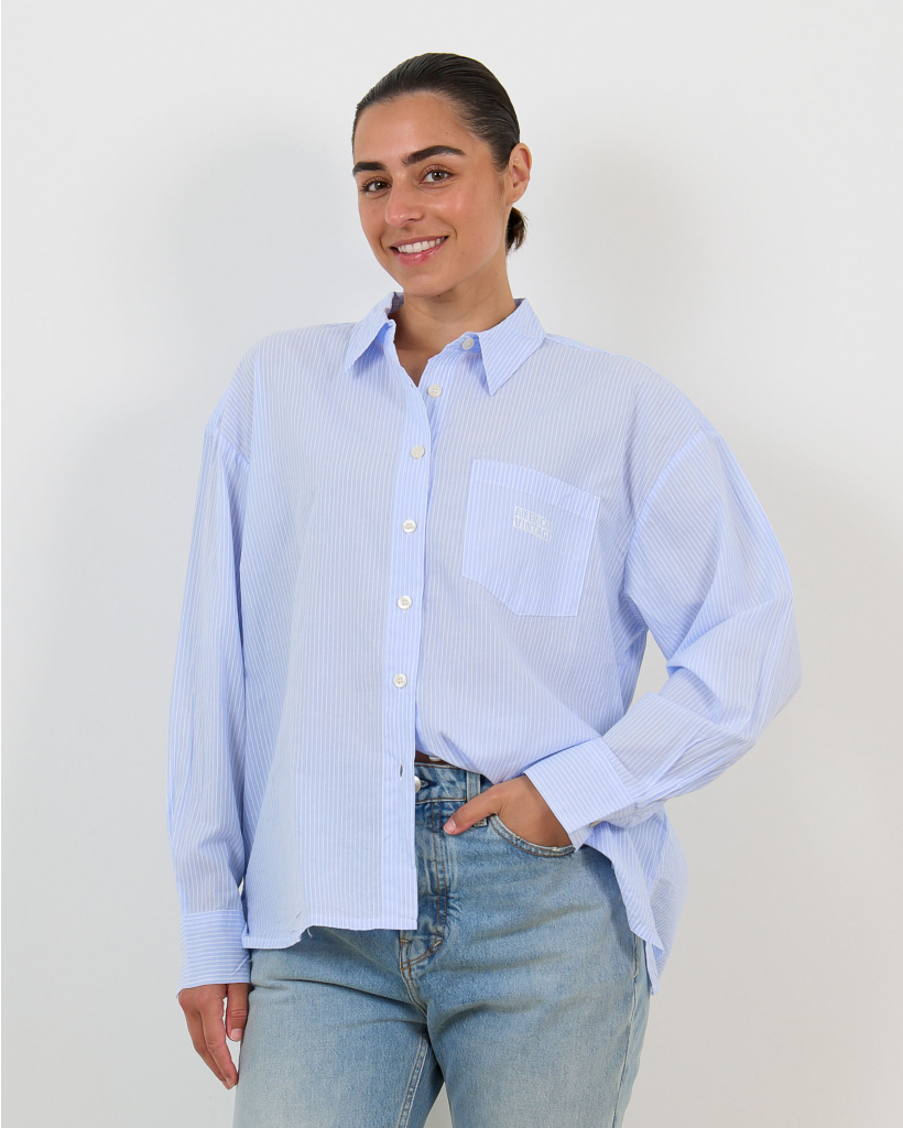 Eluabird Gestreepte overhemdblouse Blauw