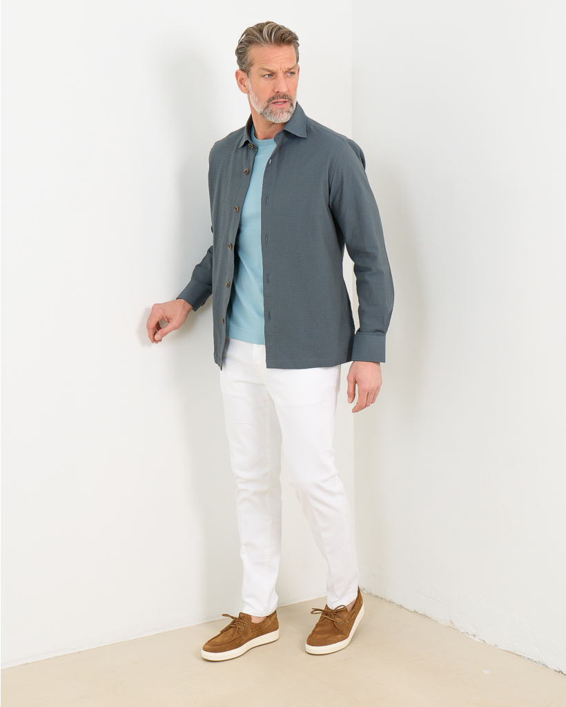 Strech Katoen Overshirt Groen 