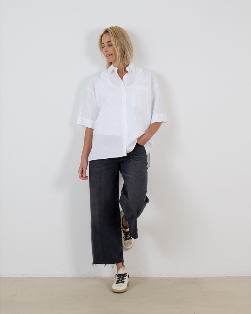 Velmira Sheer Blouse met Korte Mouwen Wit