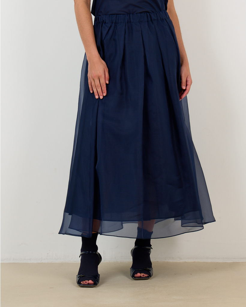 Sheer Maxi Rok Donker Blauw