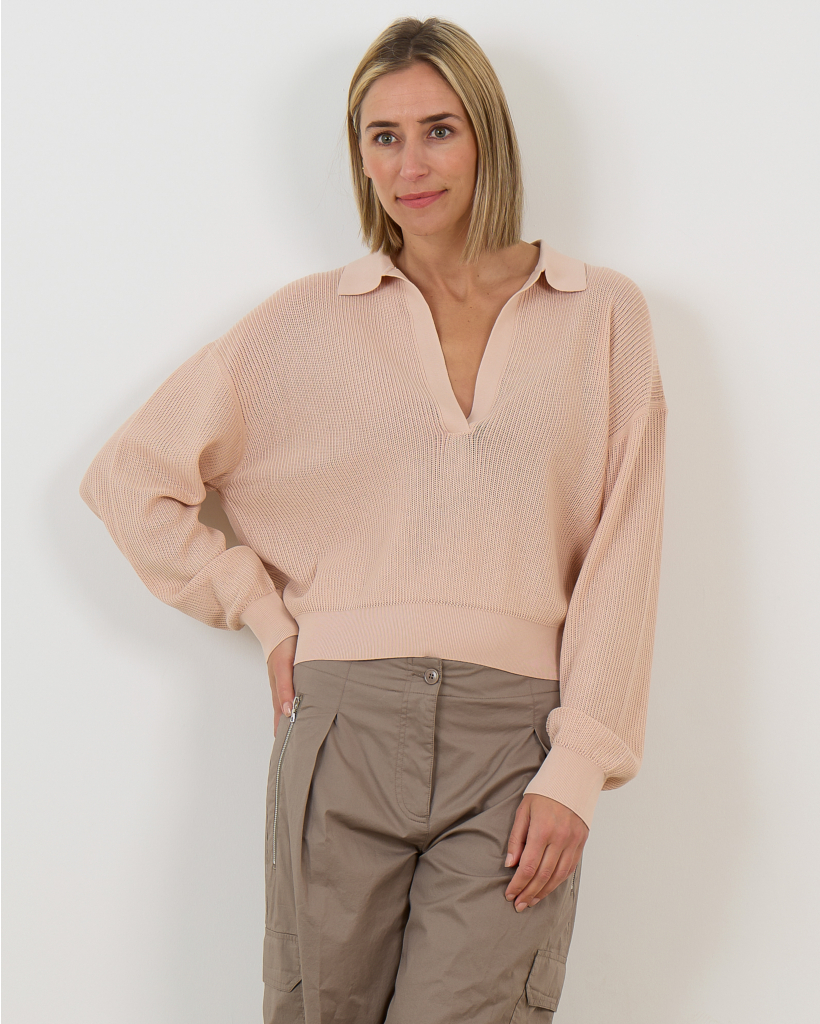 Jorgia Pullover Lange Mouw V-Hals Blush