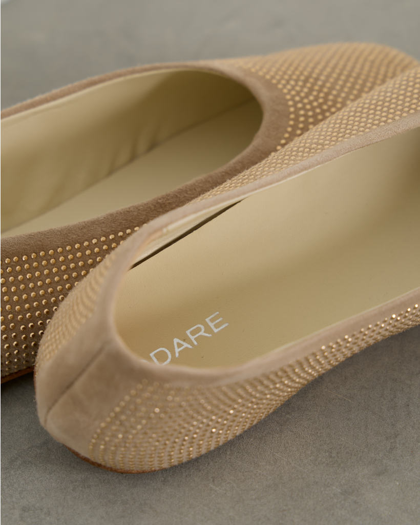 Lilly Suède Ballerina met strass details Taupe