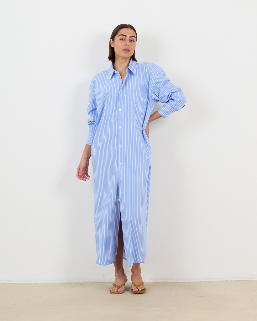 Harvey Gestreepte Maxi Blousejurk Blauw