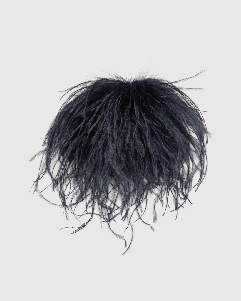 Meryl Broche Ostrich Feather Brussian Blue