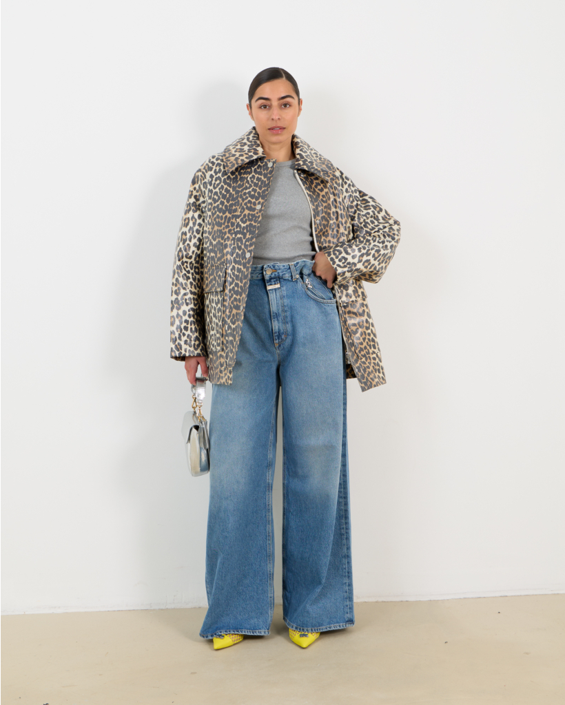 Rib T-shirt met Halflange Mouw Grijs