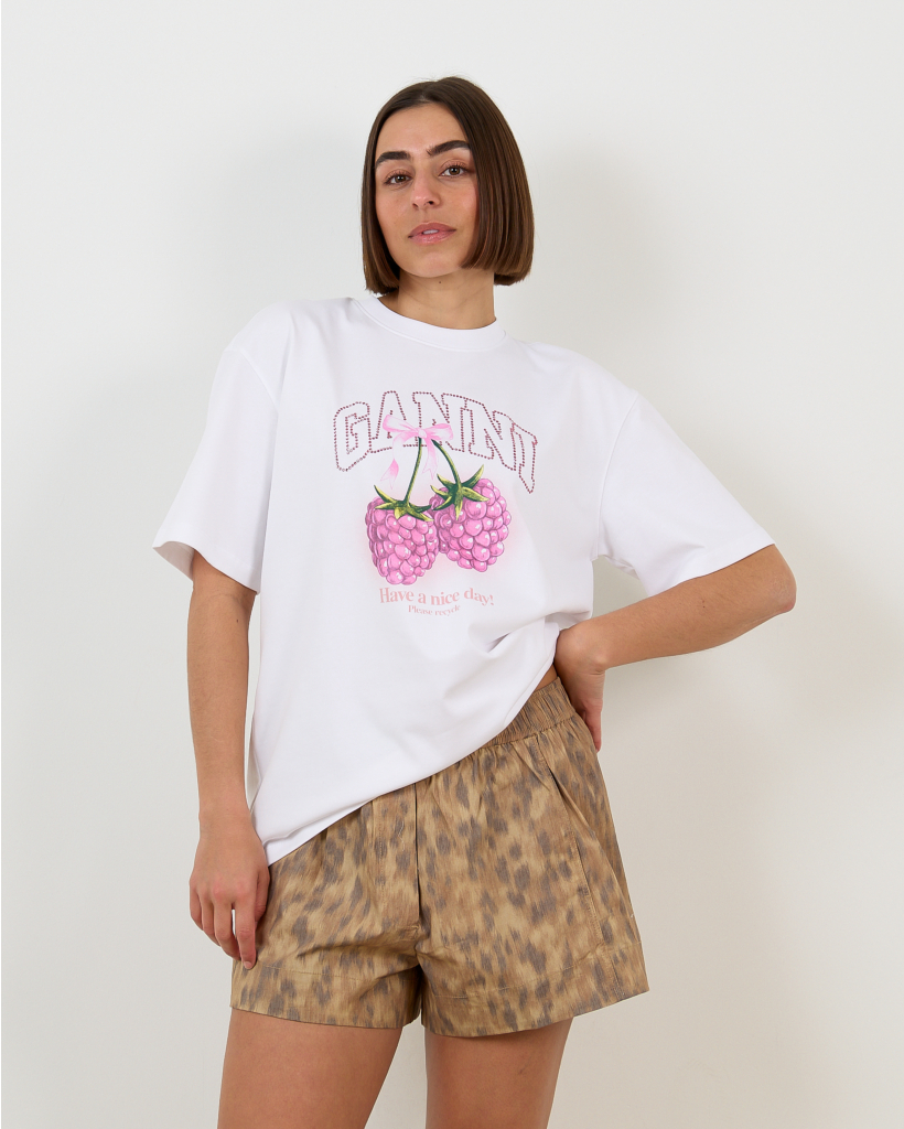 Raspberry Organic Cotton T-shirt Bright White