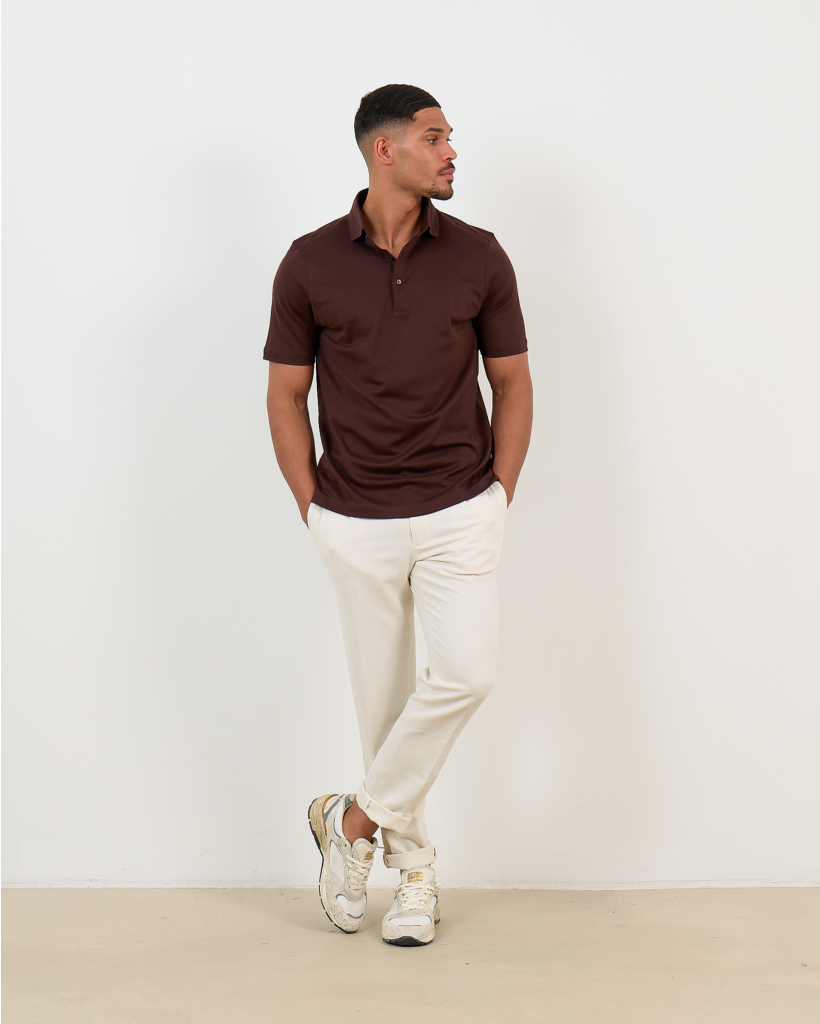 Gemerc Pique Polo Lang Donker Bruin
