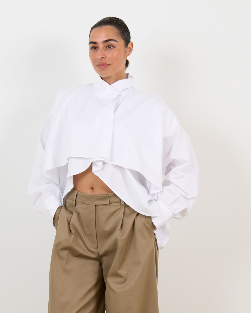 Bird Overhemd Blouse Met Gekruiste Kraag Wit