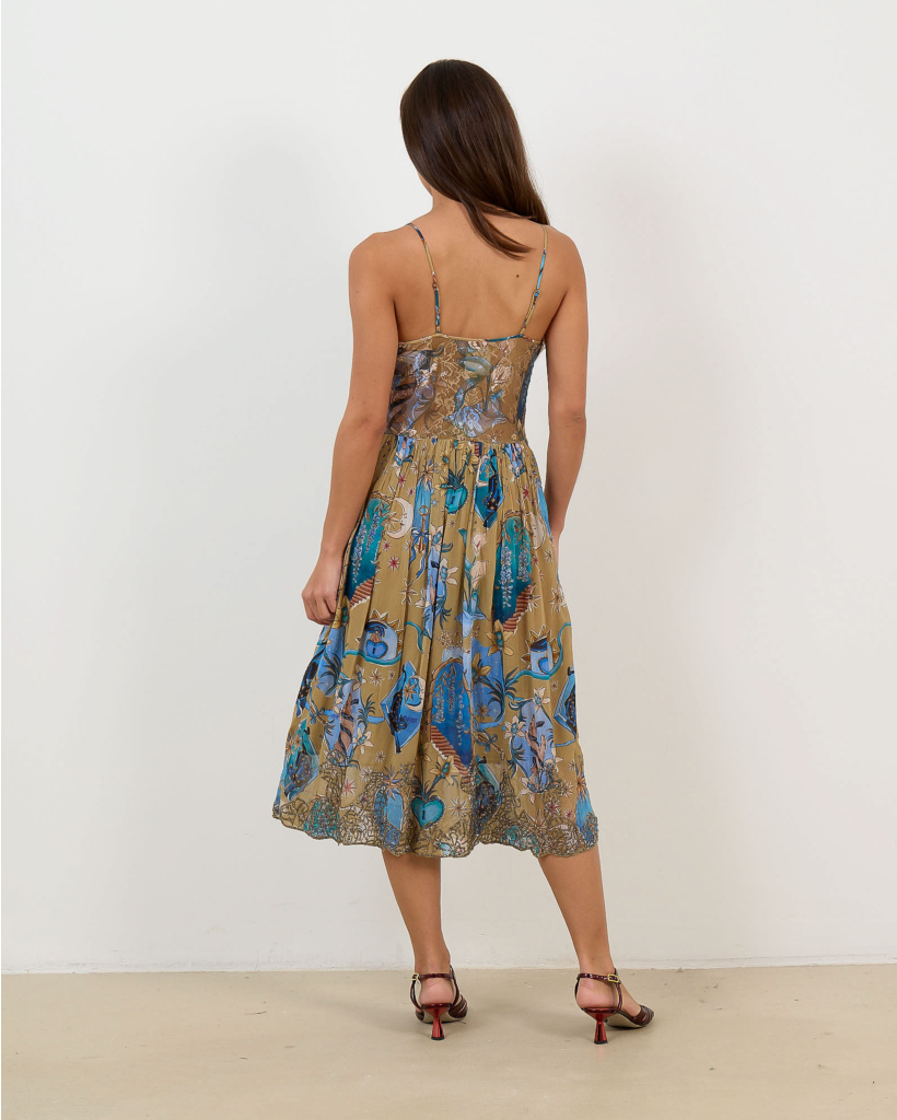 Mystical Sand Midi Jurk met glittersteentjes Beige