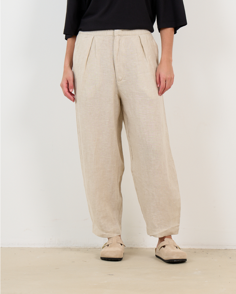 Miles Linnen Pantalon Relax Fit Beige