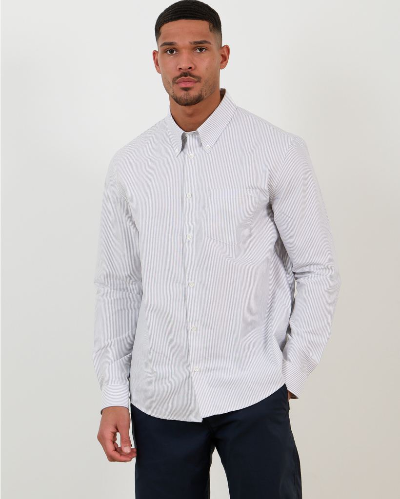 Casual Shirt Gestreept Grijs 