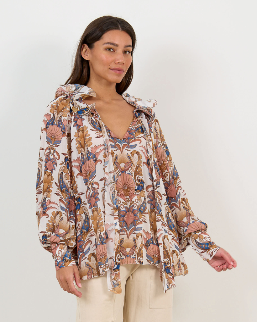 Sea Garden Ruffled Blouse Off White