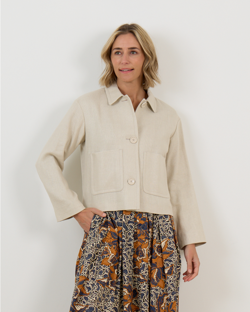 Korte Blazer Lange Mouw Off White 