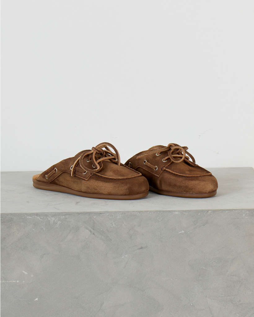 Boat Loafer Mule Dark Brown