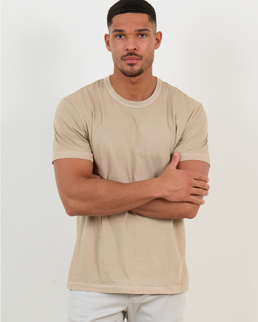 Korte Mouwen Crew Neck T-shirt Kaki