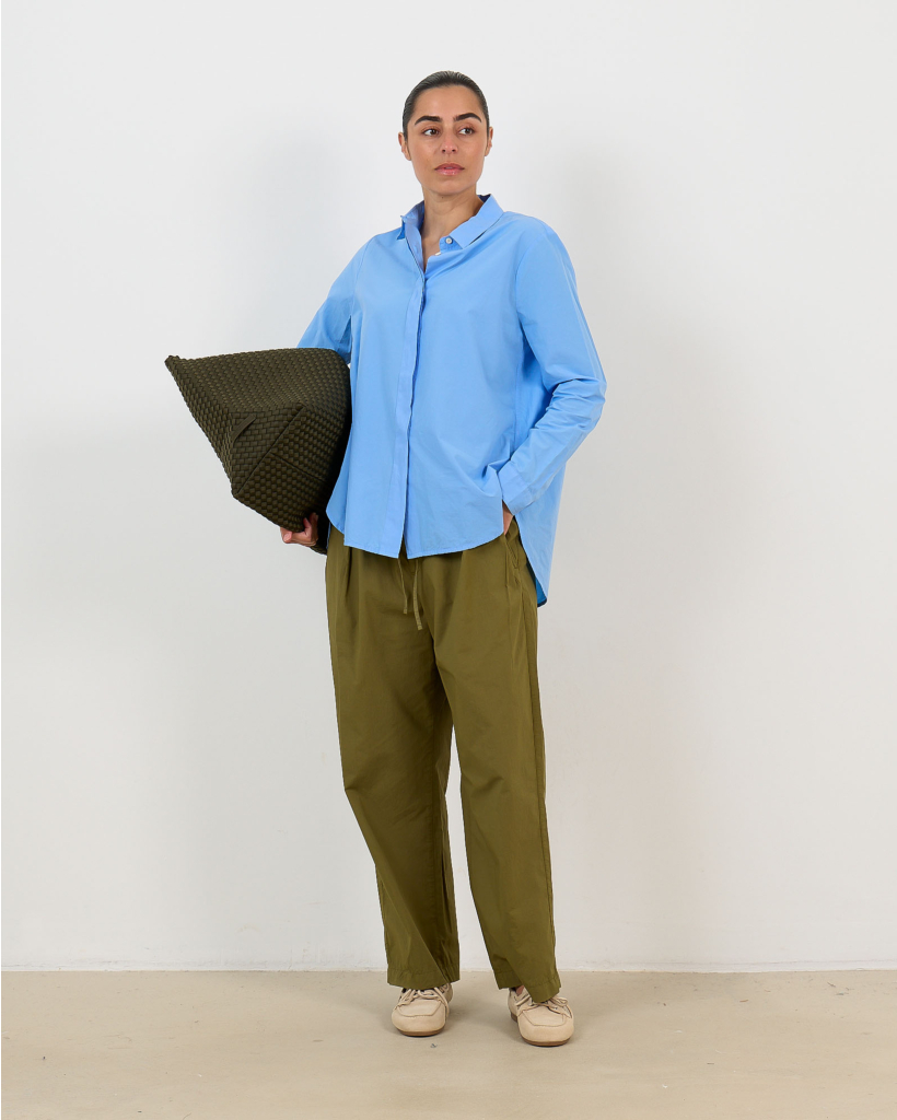 Romilla Relaxed Poplin Pantalon Groen